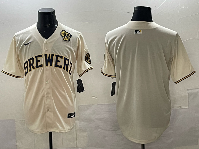 Men Milwaukee Brewers blank cream Nike MLB 2025 Jersey 002